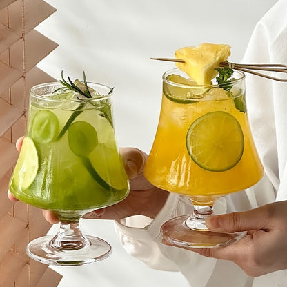 Four-Piece Short-Stem Cocktail Glass Set with Flared Clear Bowls and Rounded Bases for Home Bar Service