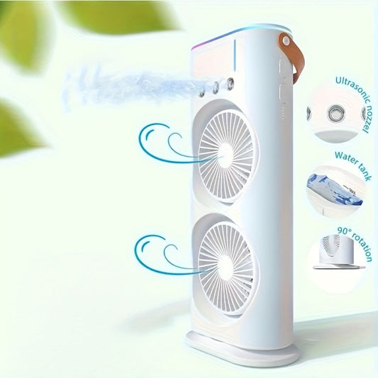 Portable Misting Fan USB Rechargeable Water Cooling Fan with Spray Button Control for Outdoor Indoor Office RV Camping Summer Personal Desk Fan