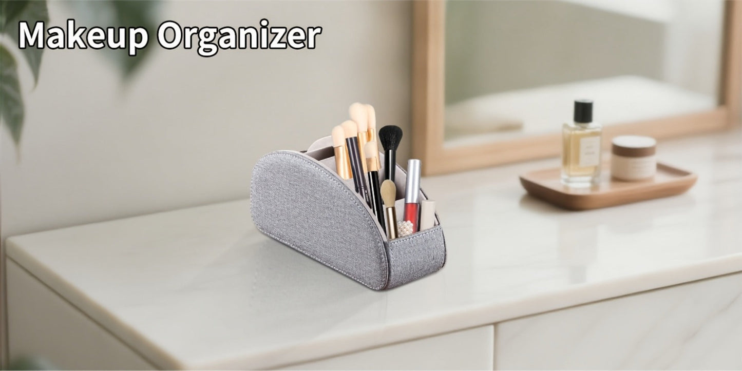 Faux Leather Desktop Organizer 5 Compartments – Multifunctional Remote Control Holder Caddy, Pen Holder Storage Box for Remote Controls, Pens, Eyeglasses, Makeup Brushes & Office Stationery, 10 Styles