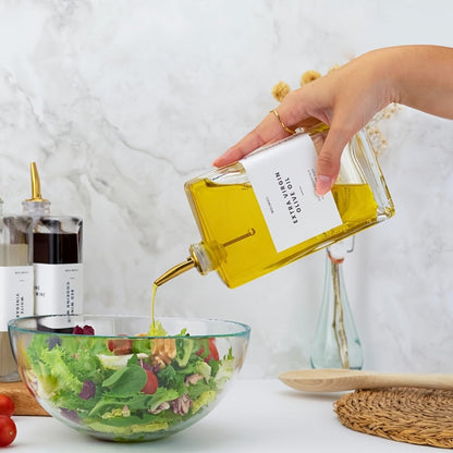 Glass Oil Dispenser Bottle 350ml - Olive Oil Vinegar Soy Sauce Coffee Syrup Dispenser for Kitchen