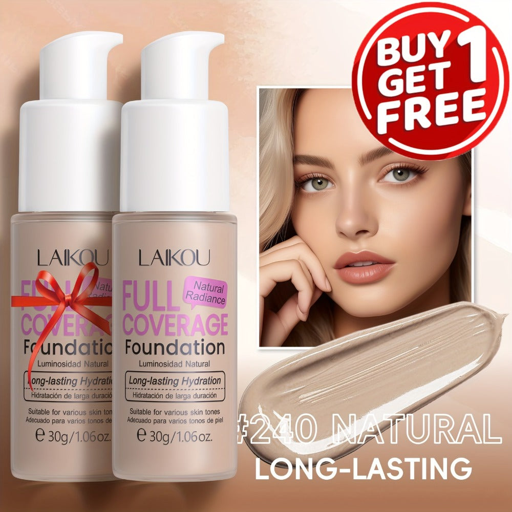 LALKOU 30g Liquid Foundation Two-Bottle Set with Pump Dispensers and Six Shades from Ivory to Tan