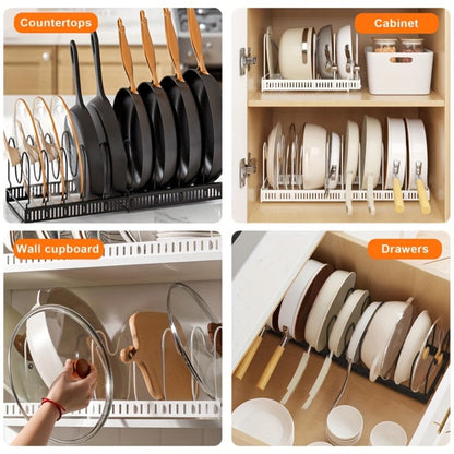 Dish Rack Kitchen Organizer Metal Plate-Slot Countertop Stand with Gold-Tone Accents in Black or White