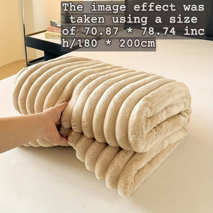 Plush Faux Fur Blanket – Imitation Rabbit Fur 300-350gsm Knit Throw for Sofa, Bed & Travel, All Season, 3 Colors, 2 Sizes