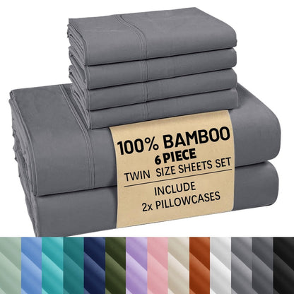 Bamboo Bed Sheet Set Ultra Soft Cooling - 100% Viscose Bamboo Sheets Twin Full Queen King, Breathable Luxury Bedding for Hot Sleepers, Deep Pocket 16 Inch, Hotel Quality, 11 Colors