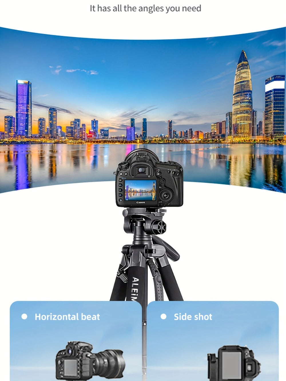 Camera Tripod 74 Inch Aluminum Alloy Heavy Duty with Dual Quick Release Plate, Phone Clip & Carrying Bag – Professional Stand for DSLR, Mirrorless, Webcam, Projector & Spotting Scope
