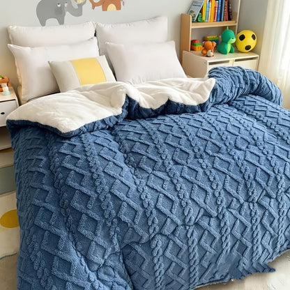 Textured Two-Face Comforter in Elegant Gray or Sapphire Blue with Twin, Full, Queen and King Sizes