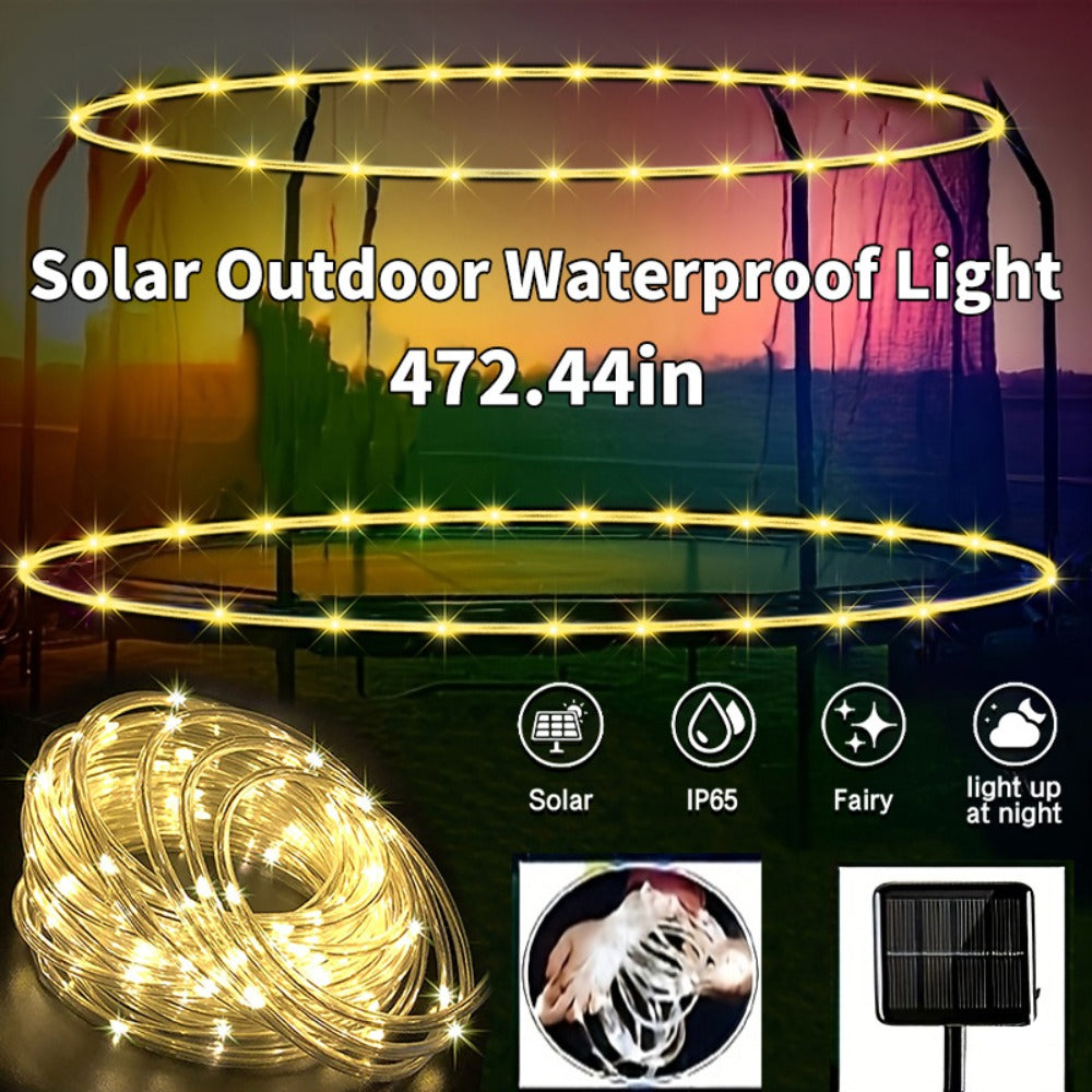 Solar Powered LED Trampoline Lights Colorful Rope Lights for 8-16 Ft Trampolines 8 Dynamic Modes IP65 Waterproof Outdoor Backyard Decoration Warm White Blue Multicolor