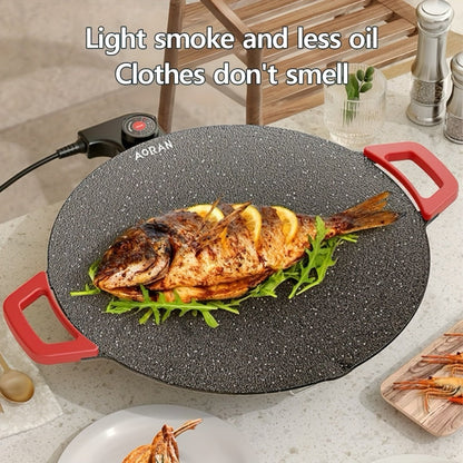 Electric Griddle Maifan Stone Non-Stick Coating 5-Speed Temperature Control - Indoor Electric Baking Pan with Red Handle, Easy Clean, for Pancakes Eggs Steak BBQ - 18"/19"/Square 26.9"
