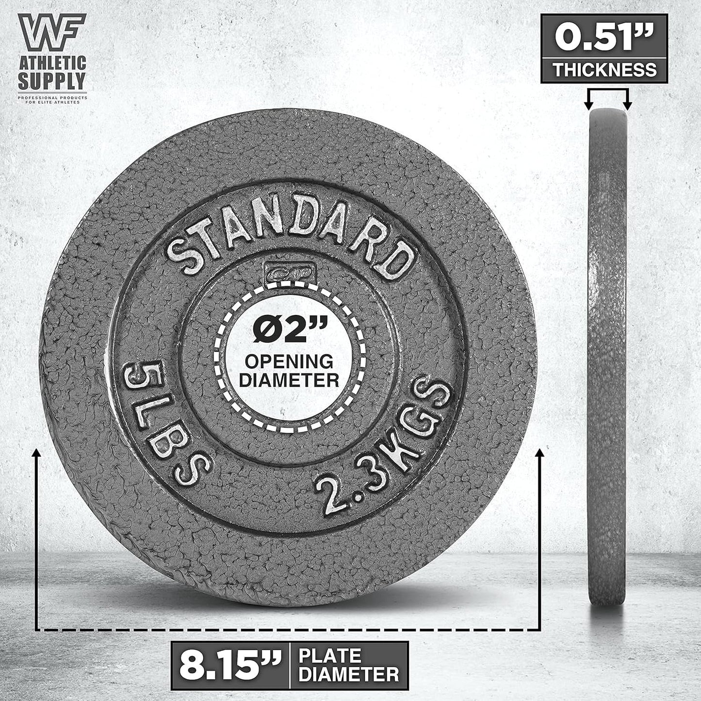 Gray STANDARD Cast-Style Weight Plates in Single, Pair, Four-Piece and Mixed Sets for Barbell Training