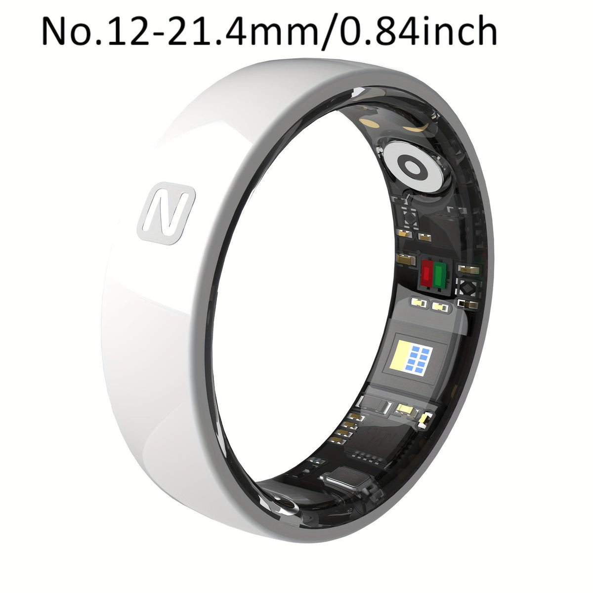 N-Style Smart Ring with Screenless Sensor Design, Charging Case, Black, Pink or White Finish and Sizes 7–13