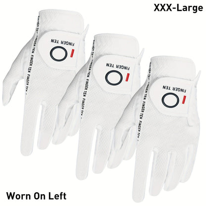 Wet Weather Golf Gloves Rain Grip 3-Pack for Men | Breathable Water-Resistant Golf Gloves for Left & Right Hand – Durable Comfortable Fit in Hot & Wet Conditions (Black, Gray, White | S–3XL)