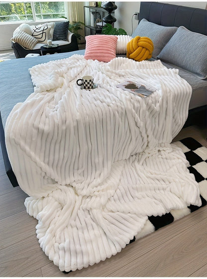 Channel-Textured Throw Blanket in Seven Colors and Four Displayed Size Options from 50 x 60 to 108 x 90 Inches