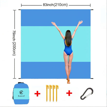 Printed Beach Mat with 19 Exact Size-and-Pattern Options, 198 x 205cm to 275 x 305cm with Stakes and Pouch