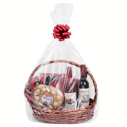 Fifty-Pack Clear Cellophane Gift Basket Bags, 18 x 30 Inch Large Transparent Wrapping Sleeves