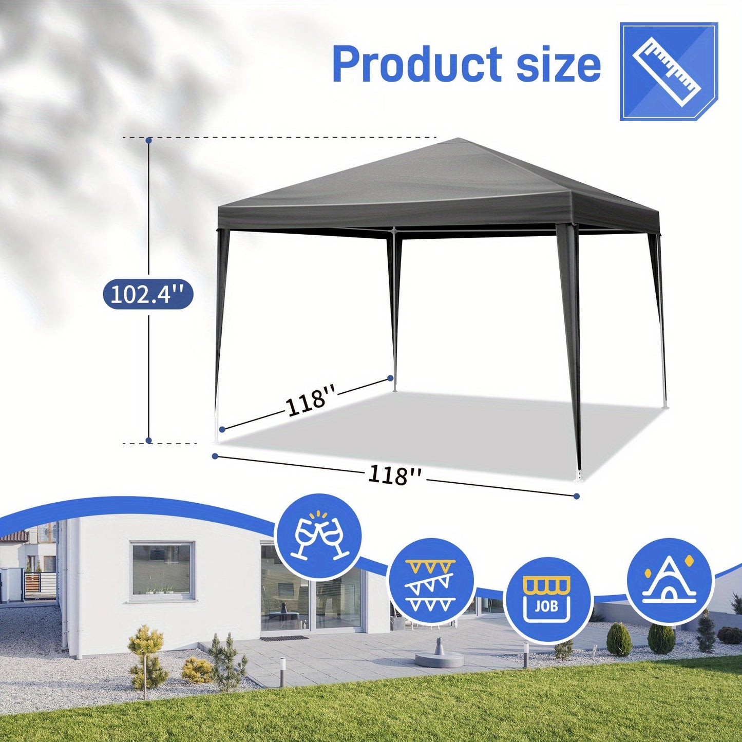 Pop Up Canopy Tent Waterproof Sidewalls | Party Wedding Camping Market