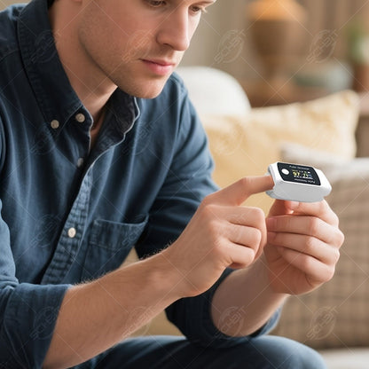 Fingertip Pulse Oximeter with Rotating Display, Bluetooth-Labeled Data View and 6.6 x 3.3 cm Body