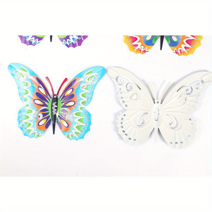 Colorful Metal Butterfly Wall Decor, Eight-Piece Set with 3D Folded Wings in Eight Distinct Designs