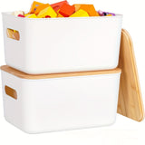 2Pcs Storage with Wood Lids