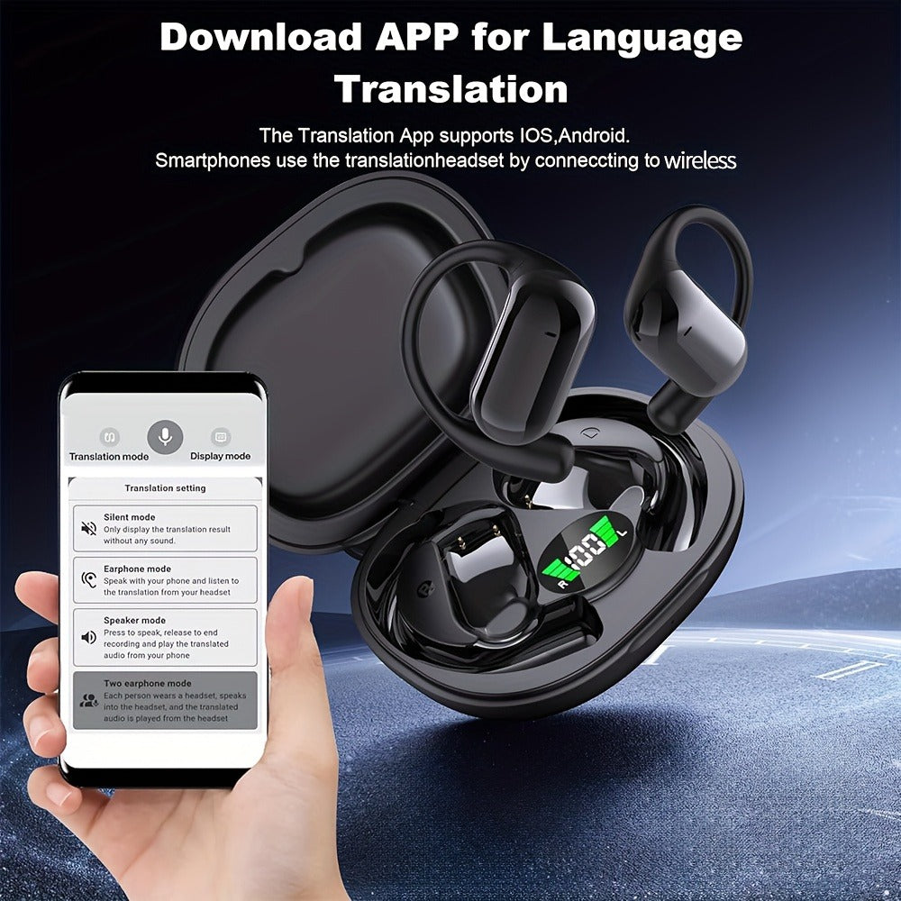 AI Translation Earbuds 144 Languages Real-Time Bluetooth 6.1 TWS Meeting Notes Noise Cancelling Crystal Mic Touch Control Type-C Charging All Smartphones Business Travel