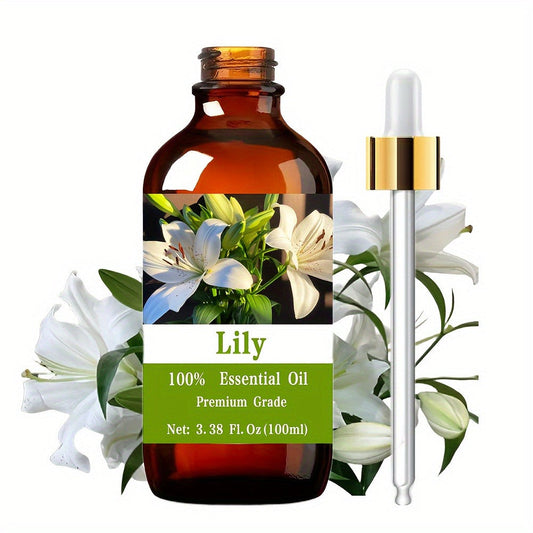 Essential Oil Lily Floral Aroma in 100ml Dropper Bottle for Aromatherapy, Massage and Personal Care