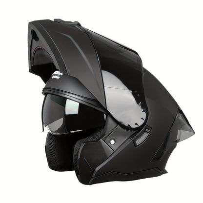 Modular Motorcycle Helmet Flip-Up Full Face – Dual Visor (Clear + Sun Visor), DOT-Style Flip Up Helmet for Men & Women, Lightweight Motorbike Helmet M/L/XL
