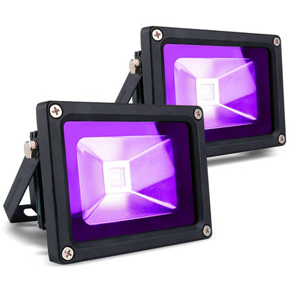 UV Black Light 10W LED Blacklight Flood Light IP44 Waterproof - 21 LEDs 385-400nm Covers 100 Sq Ft, 180° Adjustable Bracket, Plug-In for Glow Party Halloween Bedroom Neon Poster Body Paint Decoration