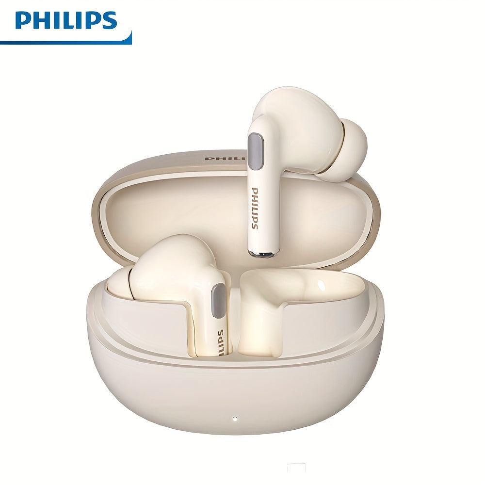 Philips TWS Earbuds Condenser Microphone True Wireless In-Ear Headphones USB-C Charging Case Android Compatible Portable Modern Design Tech Gift Black White