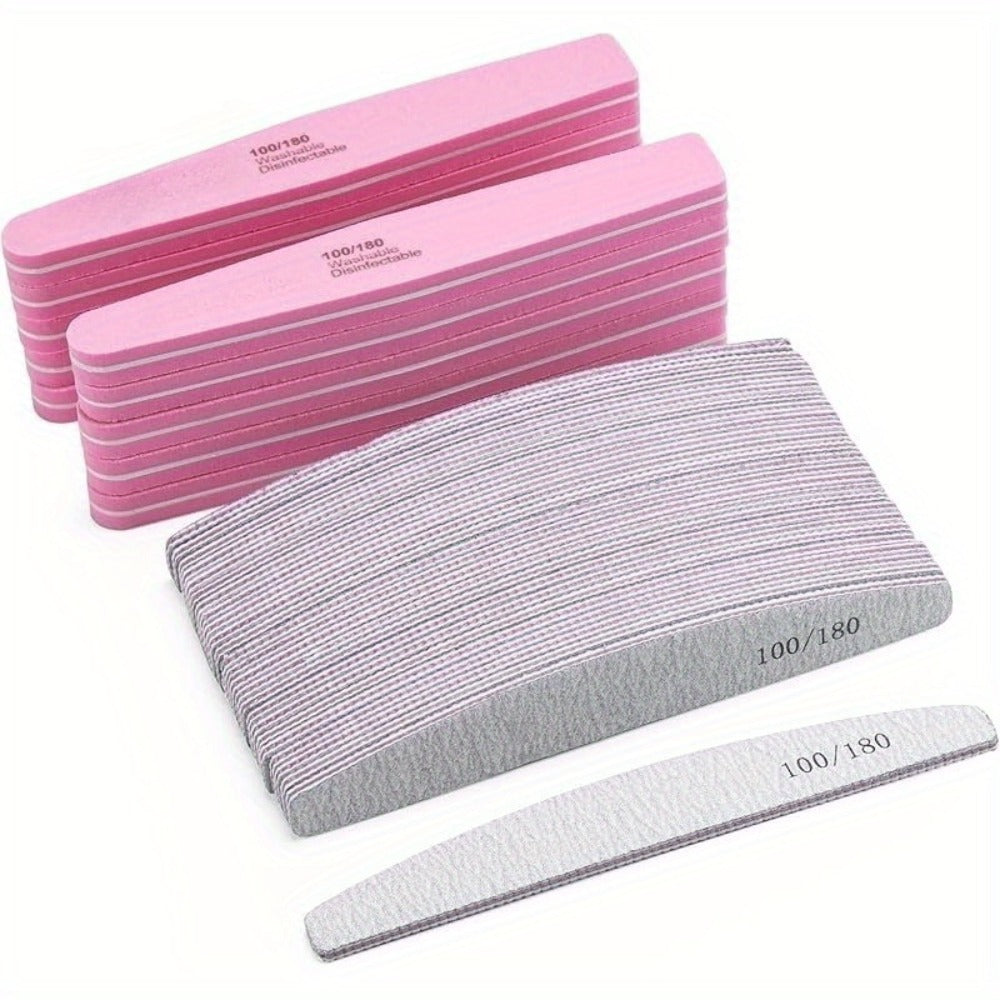 20- or 35-Piece Pink and Purple Nail File and Buffer Set with 100/180 Grit Double-Sided Boards