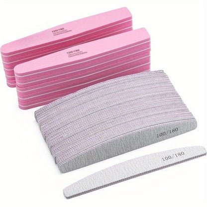 20- or 35-Piece Pink and Purple Nail File and Buffer Set with 100/180 Grit Double-Sided Boards