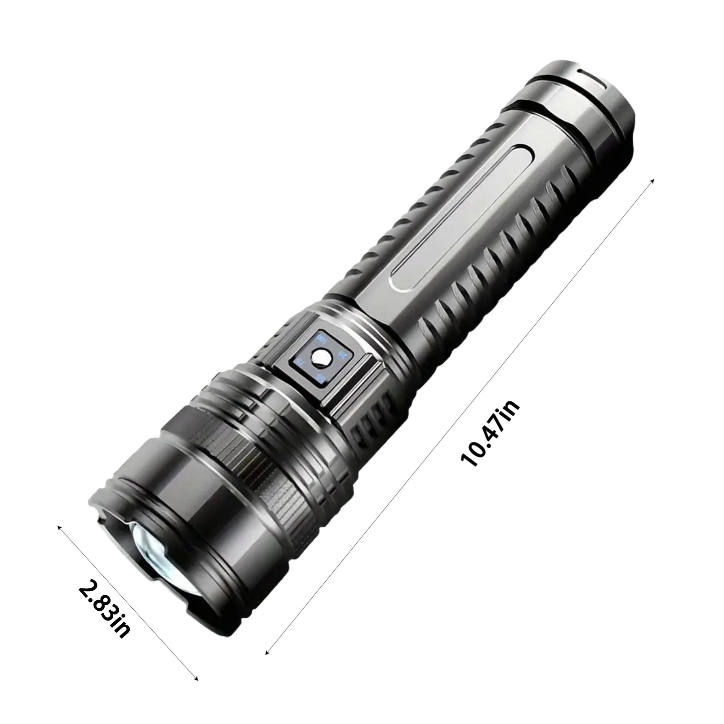 Flashlight Extra-Large Zoomable Torch with Five Modes, COB Tail Light and USB Power-Bank Output