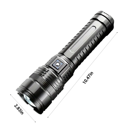 Flashlight Extra-Large Zoomable Torch with Five Modes, COB Tail Light and USB Power-Bank Output