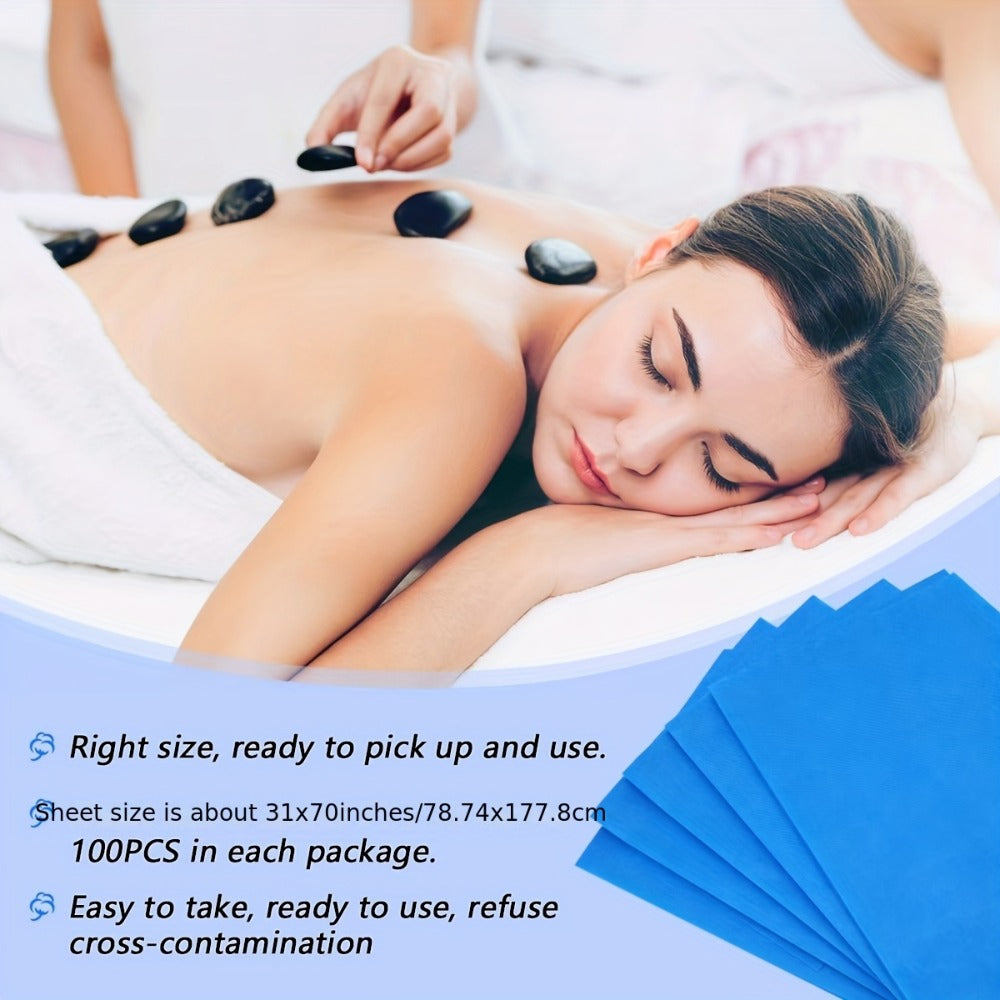 Bulk 100-Piece Spa Bed Sheet Set in Protected White or Pink Checkout Colors for Table Coverage