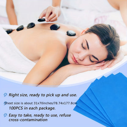 Bulk 100-Piece Spa Bed Sheet Set in Protected White or Pink Checkout Colors for Table Coverage
