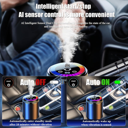 Car Aromatherapy Diffuser with Dynamic Light Show & Starry Sky Mode – Adjustable Scent Intensity, USB Rechargeable, Eliminates Odors, Gardenia, Lavender, Marine & Cologne Scents