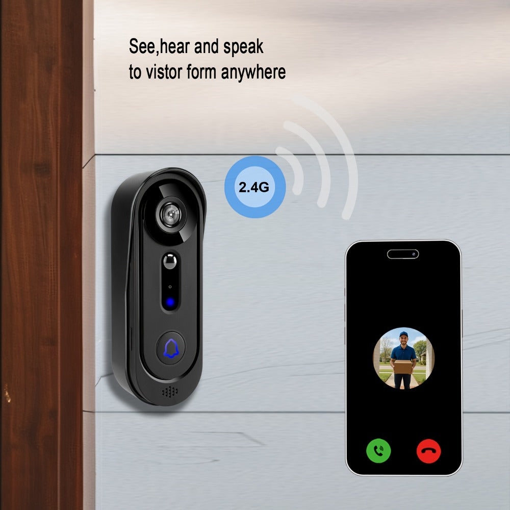 Video Doorbell 1080p Wireless Camera with 166-Degree View, Night Vision, Two-Way Audio and Indoor Chime