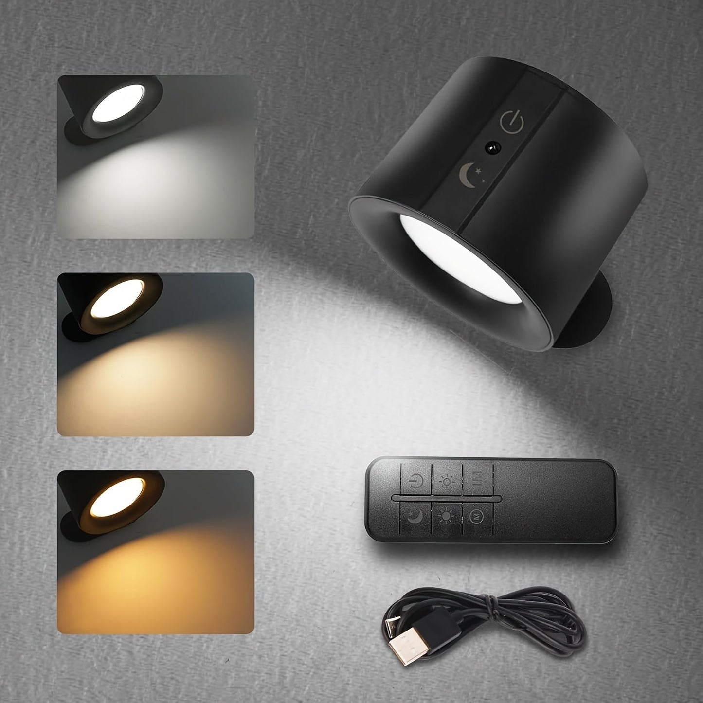 Magnetic LED Wall Sconce with 360-Degree Rotation, Three Color Temperatures and One or Two-Light Options