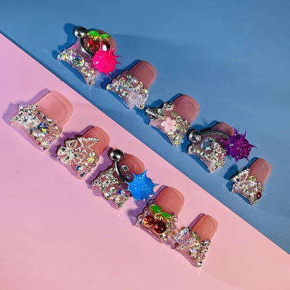 Press On Nails Colorful Handmade Duck-Tip Set in S, M and L Sizes with Glue-On Application