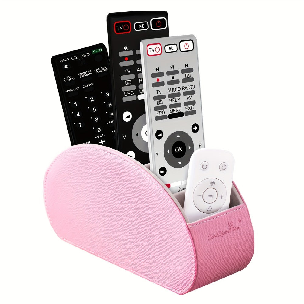 Five-Compartment PU Leather Remote Control and Desk Organizer Caddy with Nine Color and Print Options