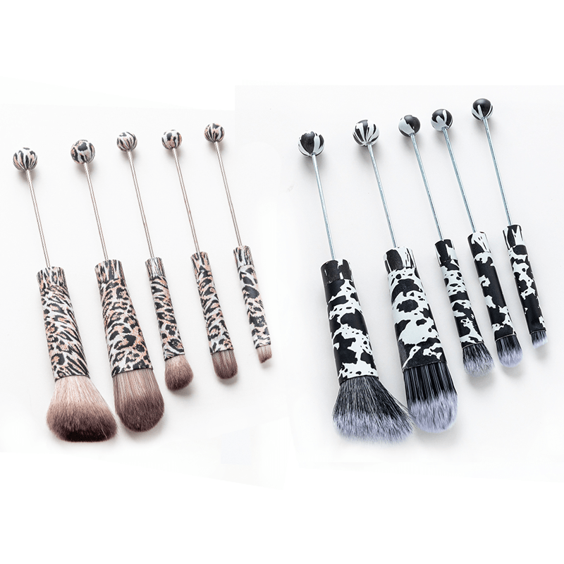Makeup Brush Set, 10-Piece Bead-Ready ABS Handle Collection with Polyester Bristles and Eleven Color Options