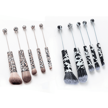 Makeup Brush Set, 10-Piece Bead-Ready ABS Handle Collection with Polyester Bristles and Eleven Color Options