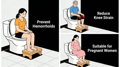 Foldable Bamboo Toilet Footstool with 7-Inch Height, Curved Opening and Anti-Slip Feet for Bathroom Use