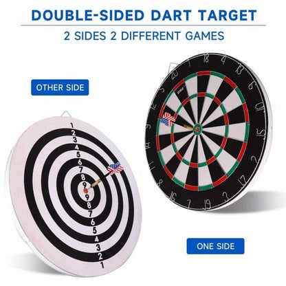 18-Inch Sisal-Style Bristle Dartboard Set with Six Steel-Tip Darts, Metal Hanging Bracket and Number Ring