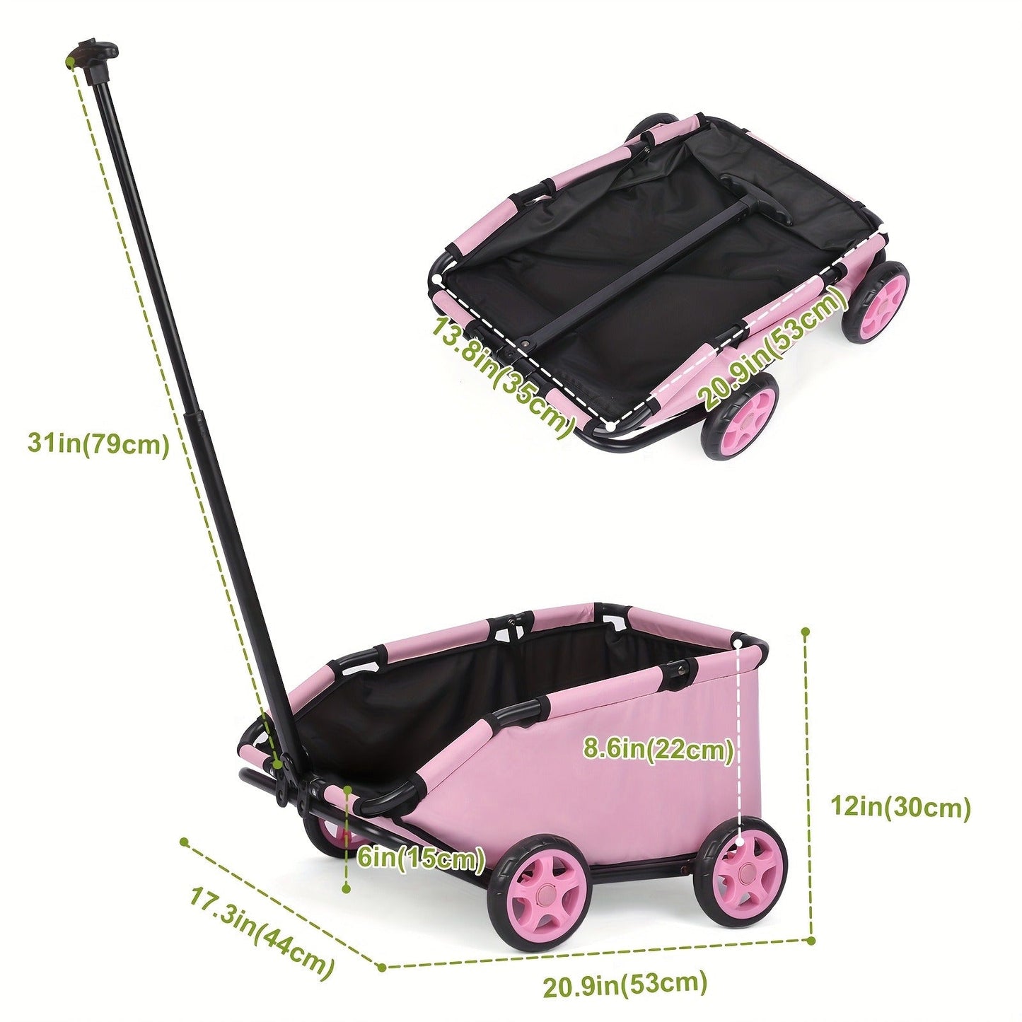 Pet Stroller Foldable 4-Wheel Dog Cat Stroller with Storage Basket – 360° Swivel Front Wheels, Rear Brake, Smooth Ride for Small Medium Dogs & Cats, Lightweight Travel Pram