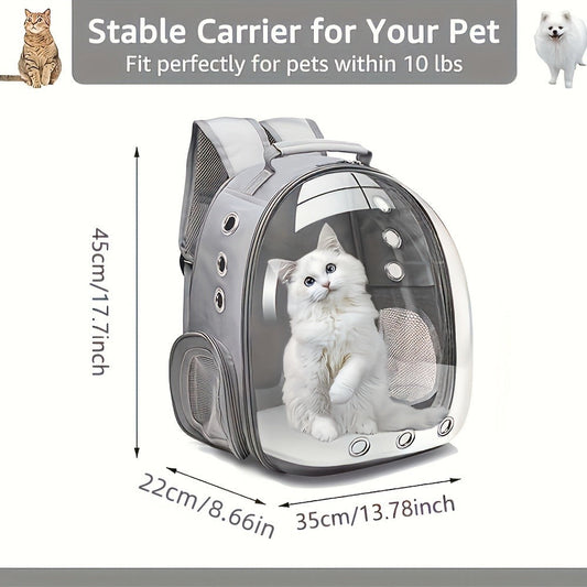 Space Capsule Pet Backpack Carrier for Cats & Small Dogs - Portable Double Shoulder Bag with Bubble Window, Breathable Lightweight Travel Backpack for Pets, Hands-Free Cat Carrier Bag, Black