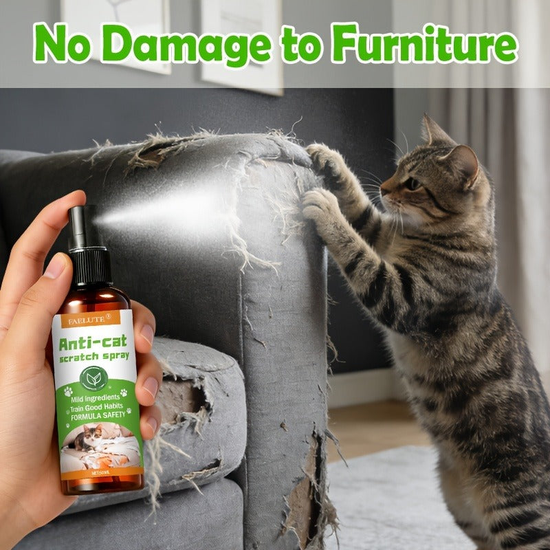 Cat Scratch Deterrent Spray for Furniture - Non-Toxic Pet Safe Anti-Scratch Training Spray, Protects Sofa Couch Carpet Door Wood Surfaces, Long-Lasting No-Stain Formula, Safe for Kittens & Adult Cats