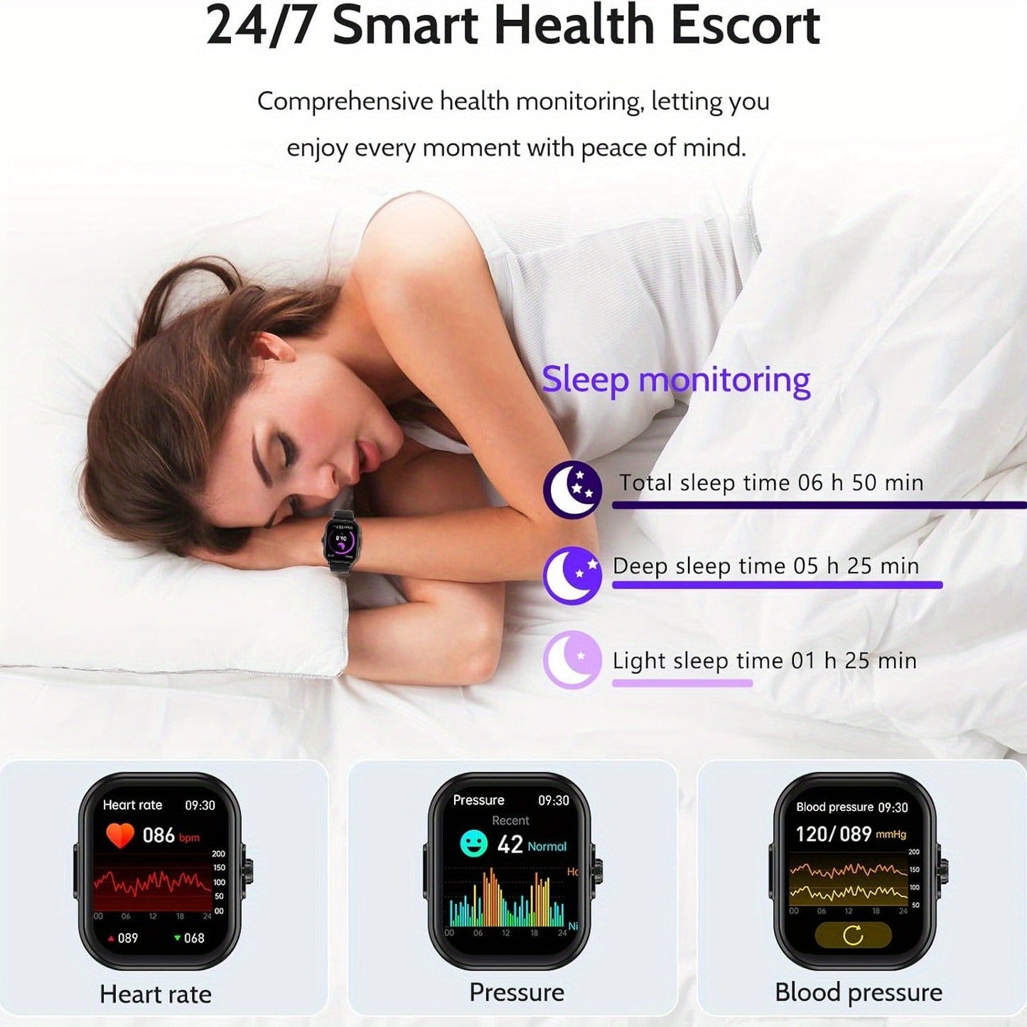 Smart Watch 2.01-Inch Display with Bluetooth 5.1 Calling, 280mAh Battery and Black or Pink Band