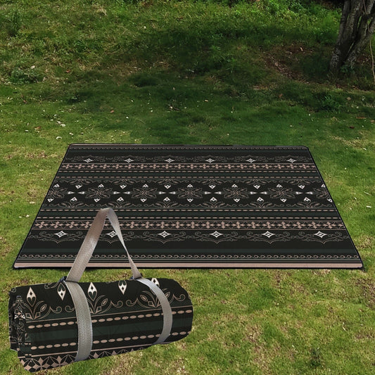 Foldable Picnic Mat 78x78in Dual Layer 240T Polyester & 210D Oxford Cloth Printed Outdoor Beach Mat for Camping – Ultrasonic Design All-Season Ground Cover