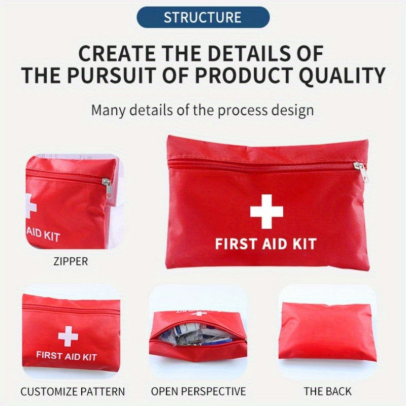 Sixteen Empty Red First Aid Storage Pouches with Full-Open Zippers, White Cross Print and 20 x 14 cm Size