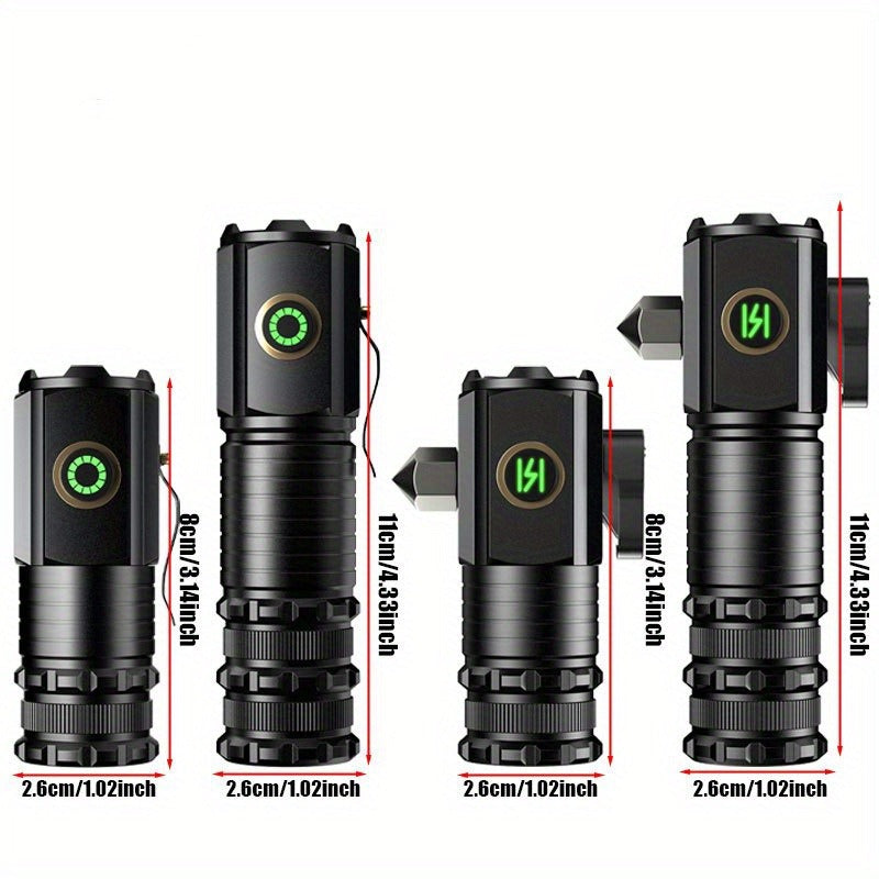 Flashlight 2000-Lumen Mini EDC Torch with Type-C Charging, Tail Magnet and Four Battery-Body Options