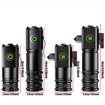 Flashlight 2000-Lumen Mini EDC Torch with Type-C Charging, Tail Magnet and Four Battery-Body Options